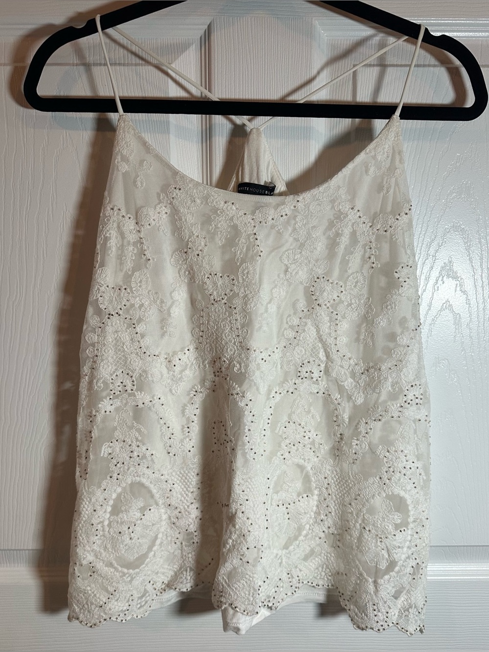 White House Black Market Ecru Lace Beaded Cami – Size Small - Picture 3 of 11